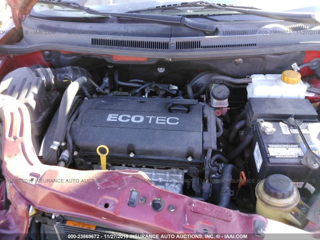 KL1TD5DE3AB073896 - 2010 CHEVROLET AVEO LS/LT BURGUNDY photo 10