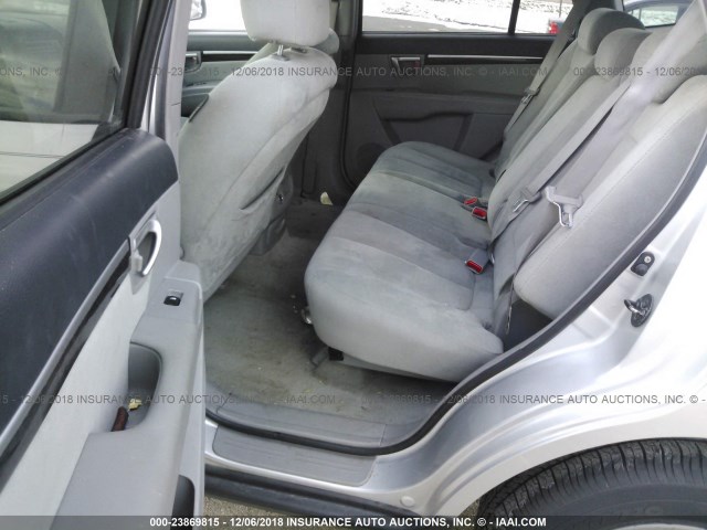 5NMSG73D08H156031 - 2008 HYUNDAI SANTA FE GLS SILVER photo 8