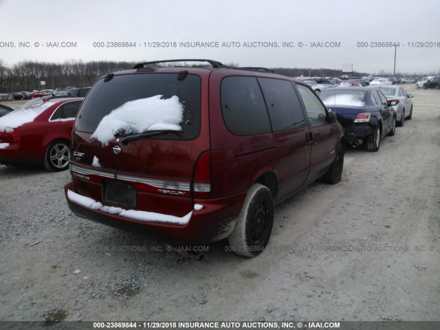 4N2ZN1111WD816560 - 1998 NISSAN QUEST XE/GXE/GLE RED photo 4