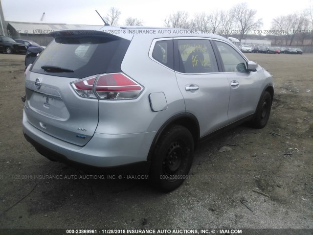 5N1AT2MV9EC867752 - 2014 NISSAN ROGUE S/SL/SV SILVER photo 4