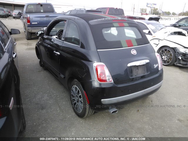 3C3CFFER6CT288995 - 2012 FIAT 500 LOUNGE BLACK photo 3