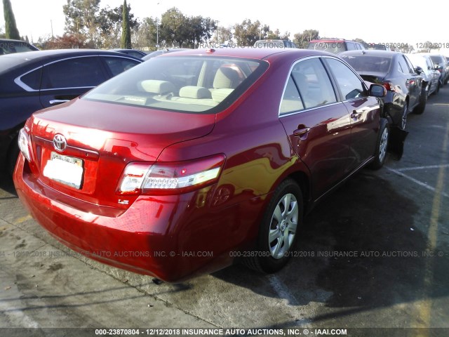 4T4BF3EK6AR039688 - 2010 TOYOTA CAMRY SE/LE/XLE RED photo 4