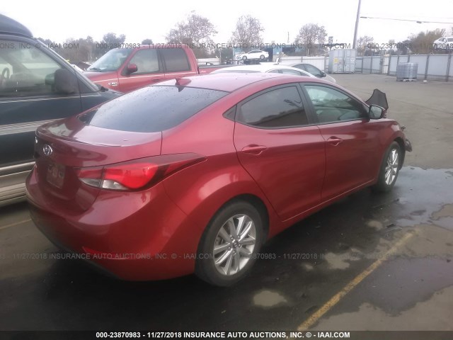 5NPDH4AE8GH751761 - 2016 HYUNDAI ELANTRA SE/SPORT/LIMITED RED photo 4