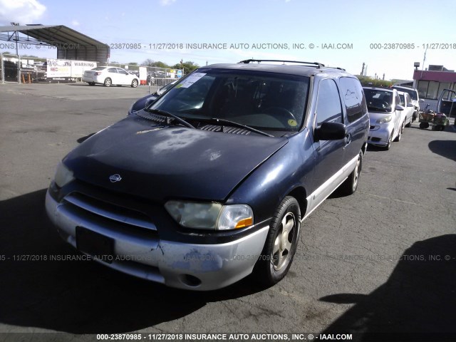 4N2ZN15T11D815641 - 2001 NISSAN QUEST GXE BLUE photo 2