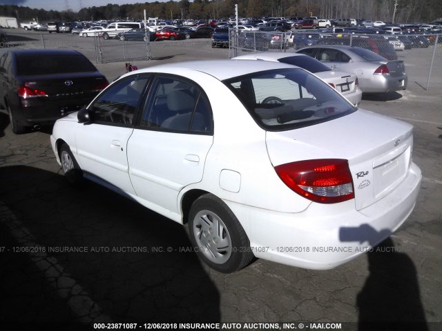 KNADC125756360892 - 2005 KIA RIO WHITE photo 3