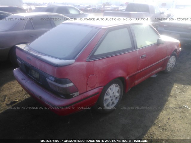 1FAPP93J8KW317050 - 1989 FORD ESCORT GT RED photo 4