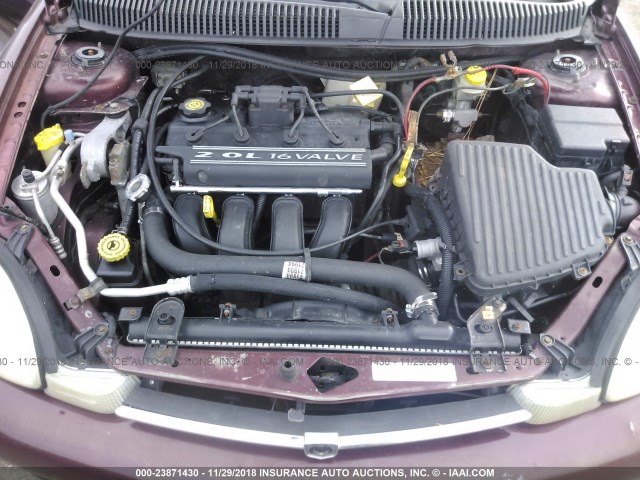 1B3ES46C91D203733 - 2001 DODGE NEON SE/ES MAROON photo 10