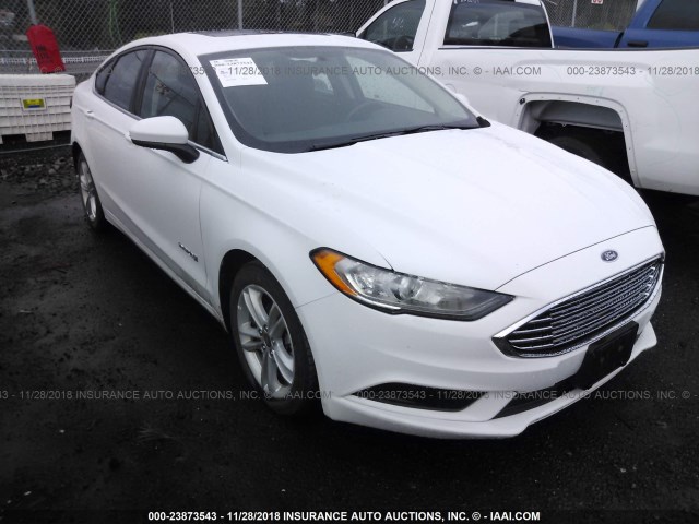 3FA6P0LU0JR139072 - 2018 FORD FUSION SE HYBRID WHITE photo 1