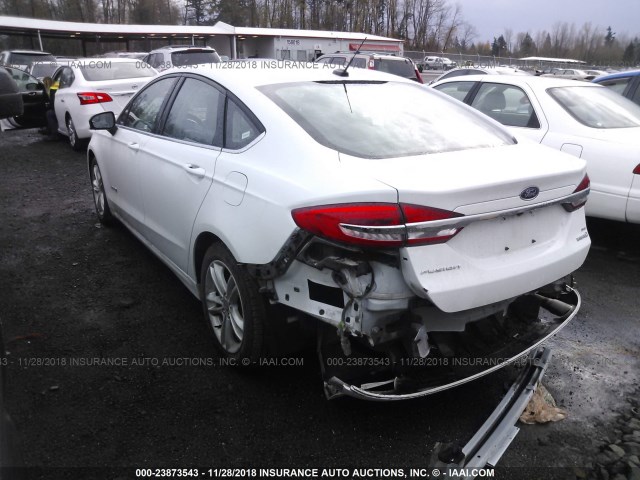 3FA6P0LU0JR139072 - 2018 FORD FUSION SE HYBRID WHITE photo 3