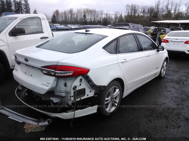 3FA6P0LU0JR139072 - 2018 FORD FUSION SE HYBRID WHITE photo 4