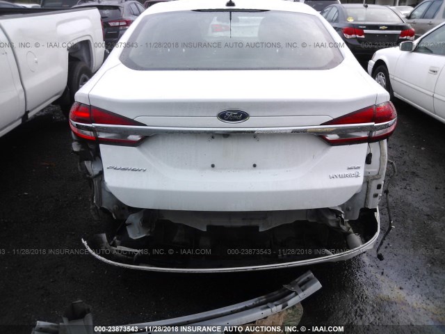 3FA6P0LU0JR139072 - 2018 FORD FUSION SE HYBRID WHITE photo 6