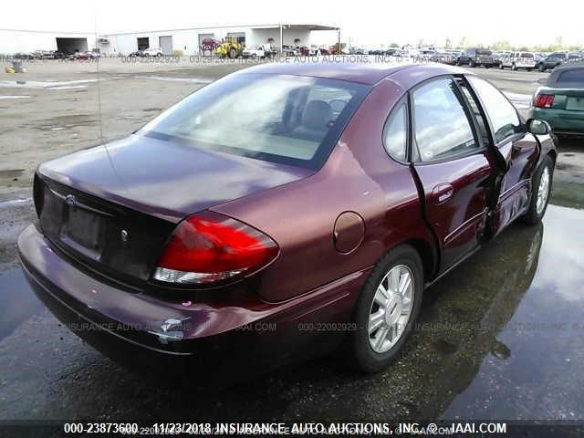 1FAFP562X5A256536 - 2005 FORD TAURUS SEL MAROON photo 4