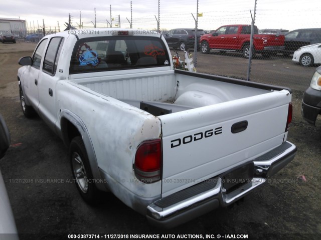 1B7GL2AX8YS723107 - 2000 DODGE DAKOTA QUAD WHITE photo 3