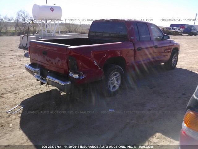 1B7GL2AN91S192410 - 2001 DODGE DAKOTA QUAD RED photo 4