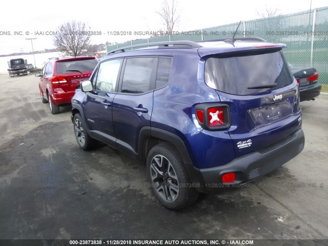 ZACCJBBTXGPE28482 - 2016 JEEP RENEGADE LATITUDE BLUE photo 3