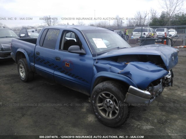 1D7HL48N34S739249 - 2004 DODGE DAKOTA QUAD SLT BLUE photo 1