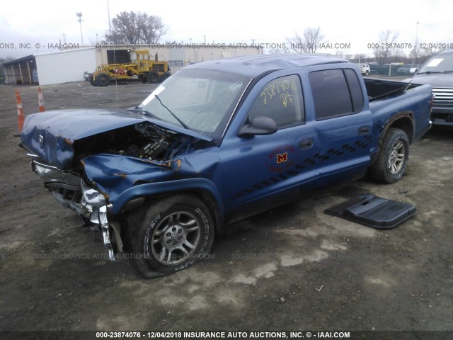 1D7HL48N34S739249 - 2004 DODGE DAKOTA QUAD SLT BLUE photo 2