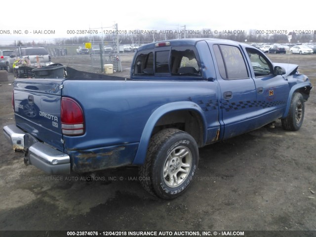 1D7HL48N34S739249 - 2004 DODGE DAKOTA QUAD SLT BLUE photo 4