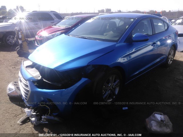 5NPD84LF3JH213711 - 2018 HYUNDAI ELANTRA SEL/VALUE/LIMITED BLUE photo 2