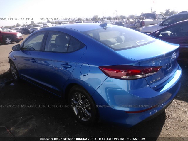 5NPD84LF3JH213711 - 2018 HYUNDAI ELANTRA SEL/VALUE/LIMITED BLUE photo 3