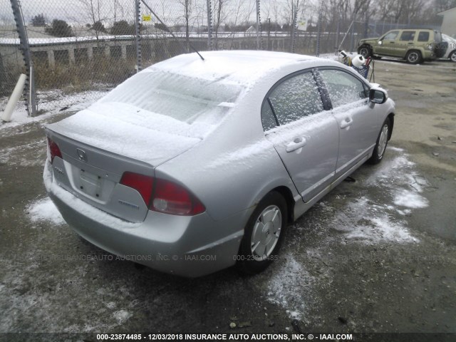 JHMFA36217S003309 - 2007 HONDA CIVIC HYBRID SILVER photo 4