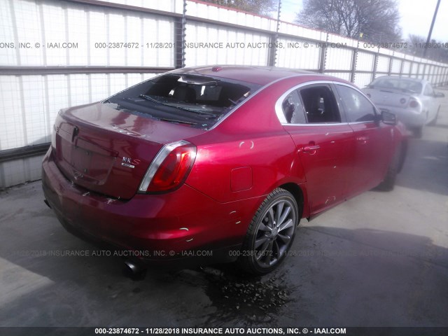 1LNHL9FTXAG614476 - 2010 LINCOLN MKS RED photo 4