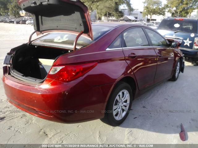 5NPEB4AC7BH251510 - 2011 HYUNDAI SONATA GLS RED photo 4