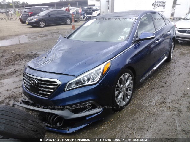 5NPE34AB1FH171825 - 2015 HYUNDAI SONATA SPORT/LIMITED BLUE photo 2