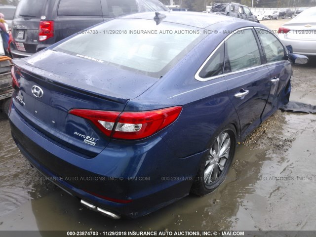 5NPE34AB1FH171825 - 2015 HYUNDAI SONATA SPORT/LIMITED BLUE photo 4