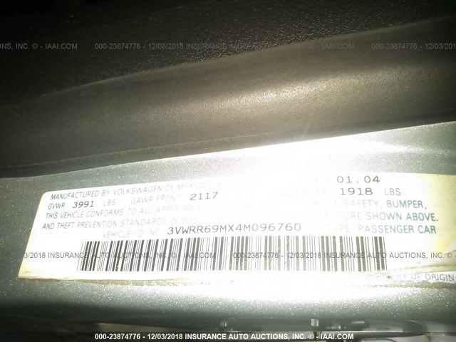 3VWRR69MX4M096760 - 2004 VOLKSWAGEN JETTA GL TDI SILVER photo 9