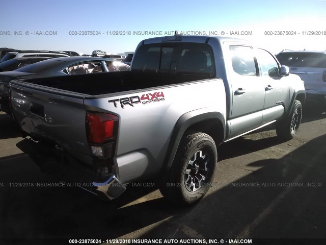 3TMCZ5AN0JM132698 - 2018 TOYOTA TACOMA DBL CAB/SR/TRDSPT/OR/PRO SILVER photo 4