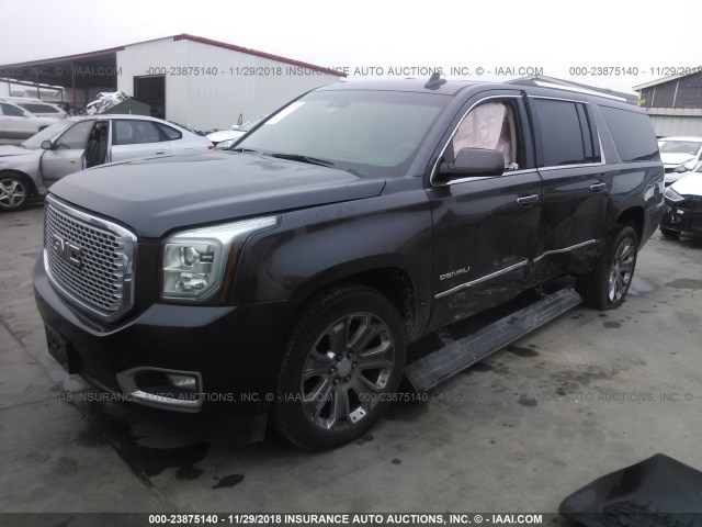 1GKS1JKJ0FR735992 - 2015 GMC YUKON XL DENALI GRAY photo 2