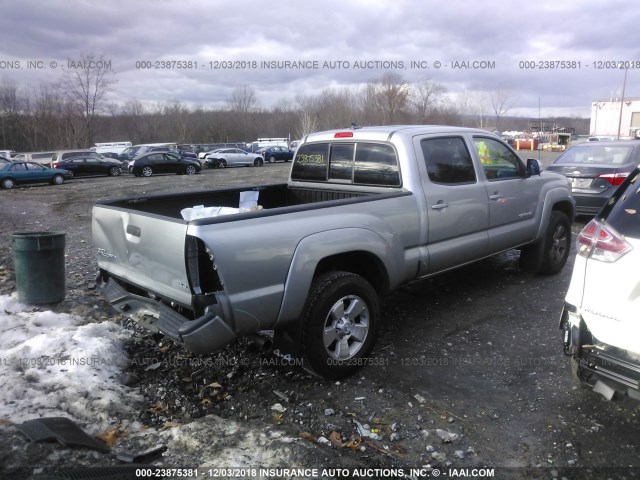 3TMMU4FN9FM086074 - 2015 TOYOTA TACOMA DOUBLE CAB LONG BED SILVER photo 4
