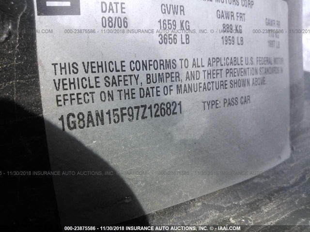 1G8AN15F97Z126821 - 2007 SATURN ION LEVEL 2 银色 照片 9