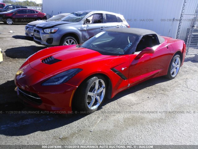 1G1YD3D74E5111380 - 2014 CHEVROLET CORVETTE STINGRAY/2LT RED photo 2