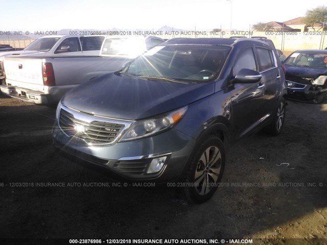 KNDPC3A27D7480560 - 2013 KIA SPORTAGE EX BLUE photo 2