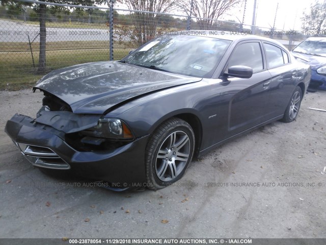 2C3CDXCT1EH162937 - 2014 DODGE CHARGER R/T GRAY photo 2