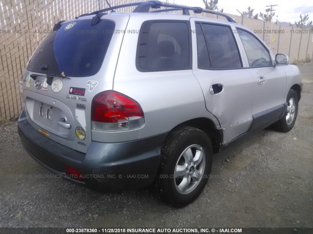 KM8SC73E45U900430 - 2005 HYUNDAI SANTA FE GLS/LX SILVER photo 4