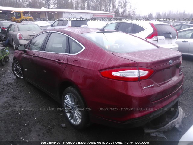 3FA6P0LU0DR386869 - 2013 FORD FUSION SE HYBRID RED photo 3