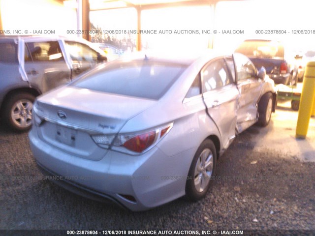 KMHEC4A44EA115297 - 2014 HYUNDAI SONATA HYBRID SILVER photo 4