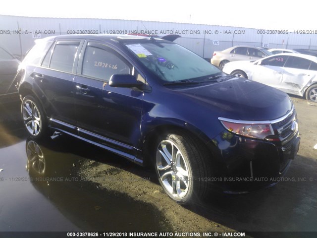 2FMDK4AK9BBB51628 - 2011 FORD EDGE SPORT BLUE photo 1