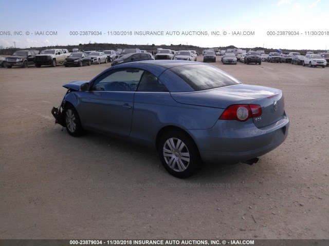 WVWBA71F88V009321 - 2008 VOLKSWAGEN EOS TURBO/KOMFORT BLUE photo 3