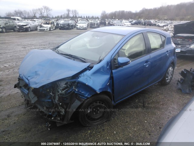 JTDKDTB38E1075908 - 2014 TOYOTA PRIUS C BLUE photo 2