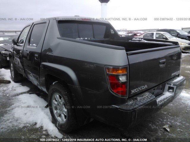 2HJYK16527H551134 - 2007 HONDA RIDGELINE RTL GRAY photo 3