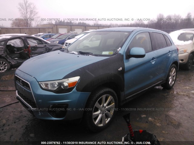 4A4AP3AU1DE013263 - 2013 MITSUBISHI OUTLANDER SPORT ES Light Blue photo 2