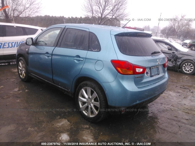 4A4AP3AU1DE013263 - 2013 MITSUBISHI OUTLANDER SPORT ES Light Blue photo 3