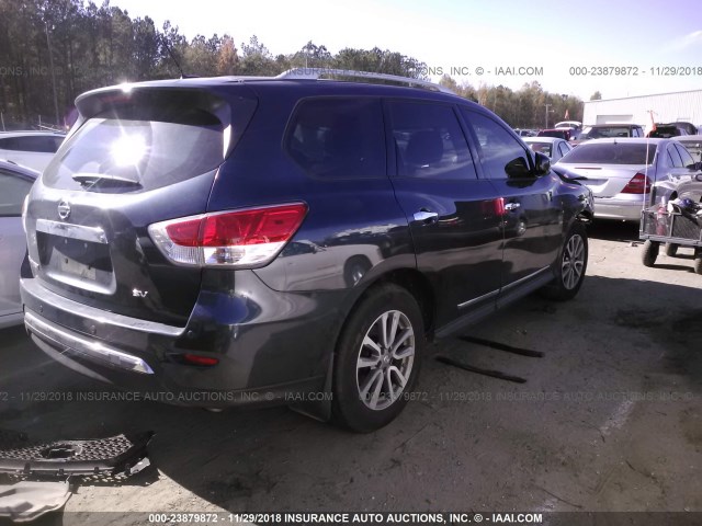 5N1AR2MN3FC686467 - 2015 NISSAN PATHFINDER S/SV/SL/PLATINUM BLUE photo 4