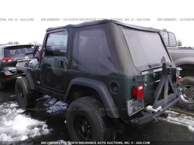 1J4FA29P01P363503 - 2001 JEEP WRANGLER / TJ SE GREEN photo 3