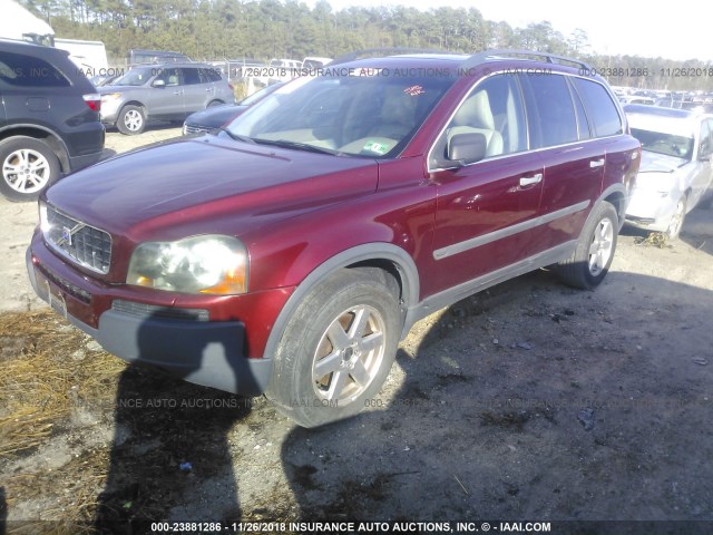 YV1CZ592451148992 - 2005 VOLVO XC90 BURGUNDY photo 2