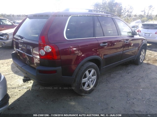 YV1CZ592451148992 - 2005 VOLVO XC90 BURGUNDY photo 4